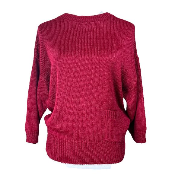 Tumbleweeds Sweaters - Tumbleweeds Women's Sweater Pullover 3/4 Sleeves 1 pocket Dk Red Sz L Classic